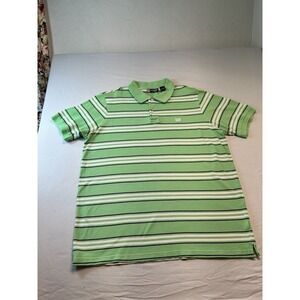 Chaps Polo Shirt Mens XLT TALL Light Green White Stripes Embroidered Logo